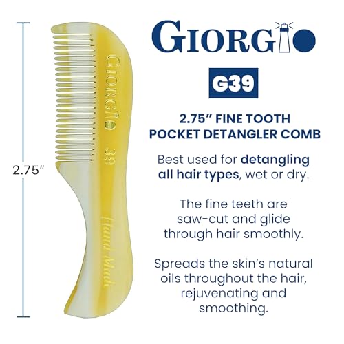 Giorgio G39 Mini Extra Small Men's Fine Toothed Beard and Mustache Comb for Facial Hair Grooming and Styling. Add this pocket comb to your hair styling accessories, Saw-Cut and Hand Polished - Image 3