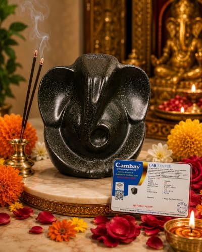 Image of Certified Pyrite Ganesha Idol for Wealth, Success & Vastu | Handmade Lord Ganpati Murti for Home, Office & Temple Decor | Energy Crystal Showpiece Gift for Housewarming & Ganesh Puja