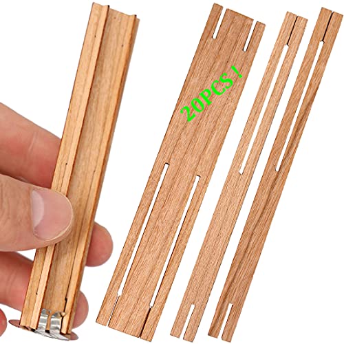 20Pcs Lenisc Double Cross Crackling Wood Candle Wicks For Soy Wax Candle Diy With Iron Stand Safe Natural Wooden Candle Wicks For Candle Making 3.94Inch/10Cm Length Wood Candle Wick Crackle #TOP3