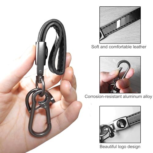 Image of YOSRTER 2PCs Leather Keychain for Toyota Tacoma 4Runner Tundra TRD Camry Rav4 Aluminium alloy Key Chain with key Ring