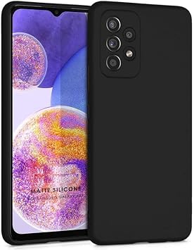Happy Trend Samsung A23 Uyumlu içi Kadife Lansman Liquid Silicone kılıf Şok Emici Full Kasa Koruma Sağlayan Kılıf (Siyah)