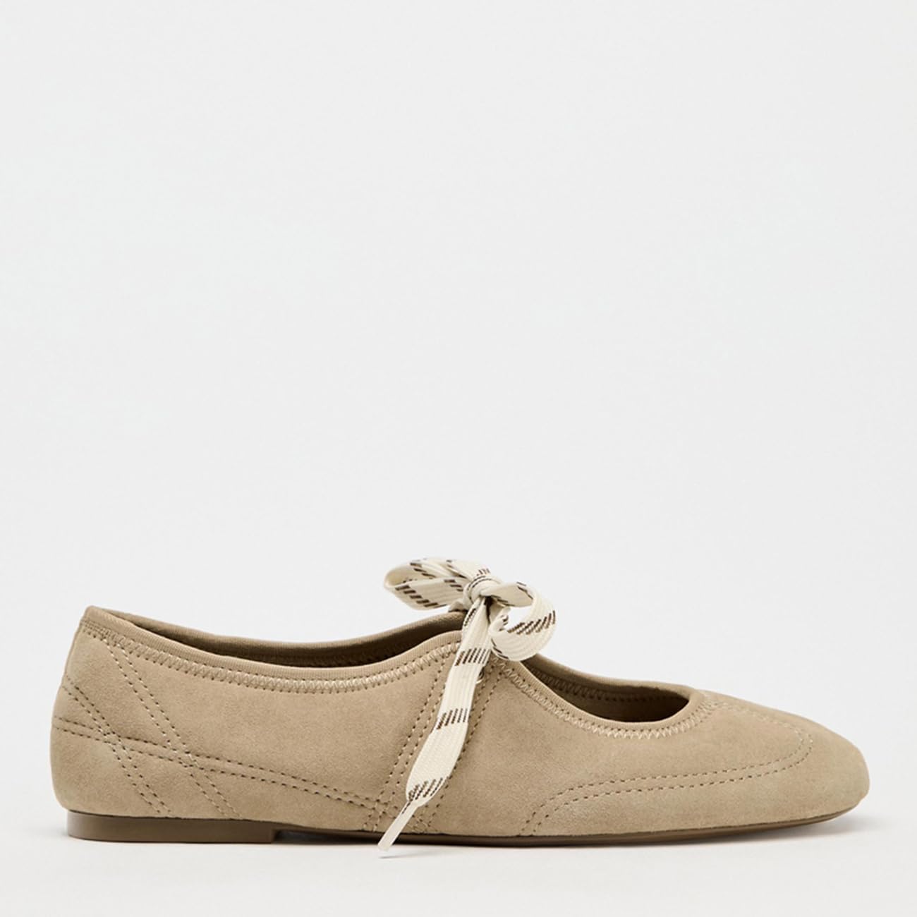 Lace Up Ballet Flats for Women Suede Mary Jane Ballet Flats - Image 5