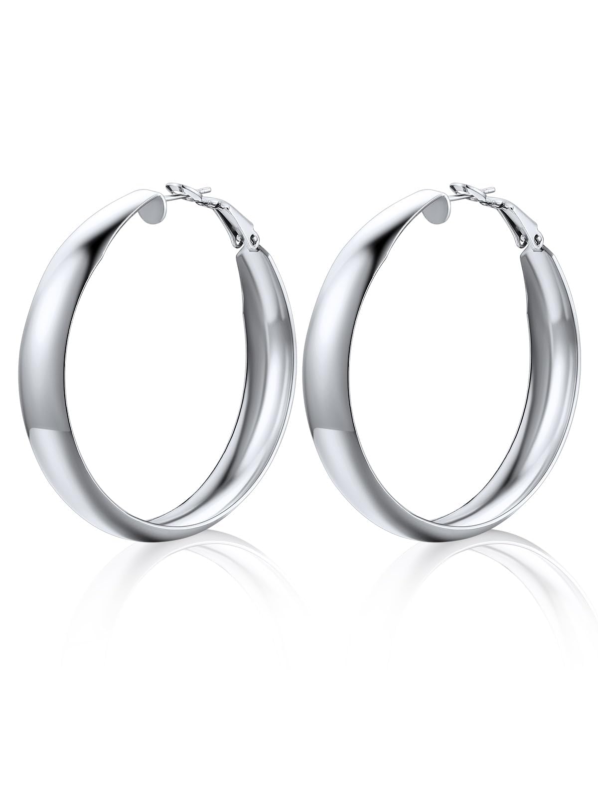 U7 Silver/Black/Gold 5mm Chunky Hoop Earrings for Women,20/30/40/60/80mm