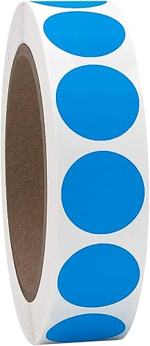 SHYGO Etiquetas adhesivas de punto circular azul de 1 pulgada, etiquetas de codificación de colores, 1000 unidades, 2 rollos