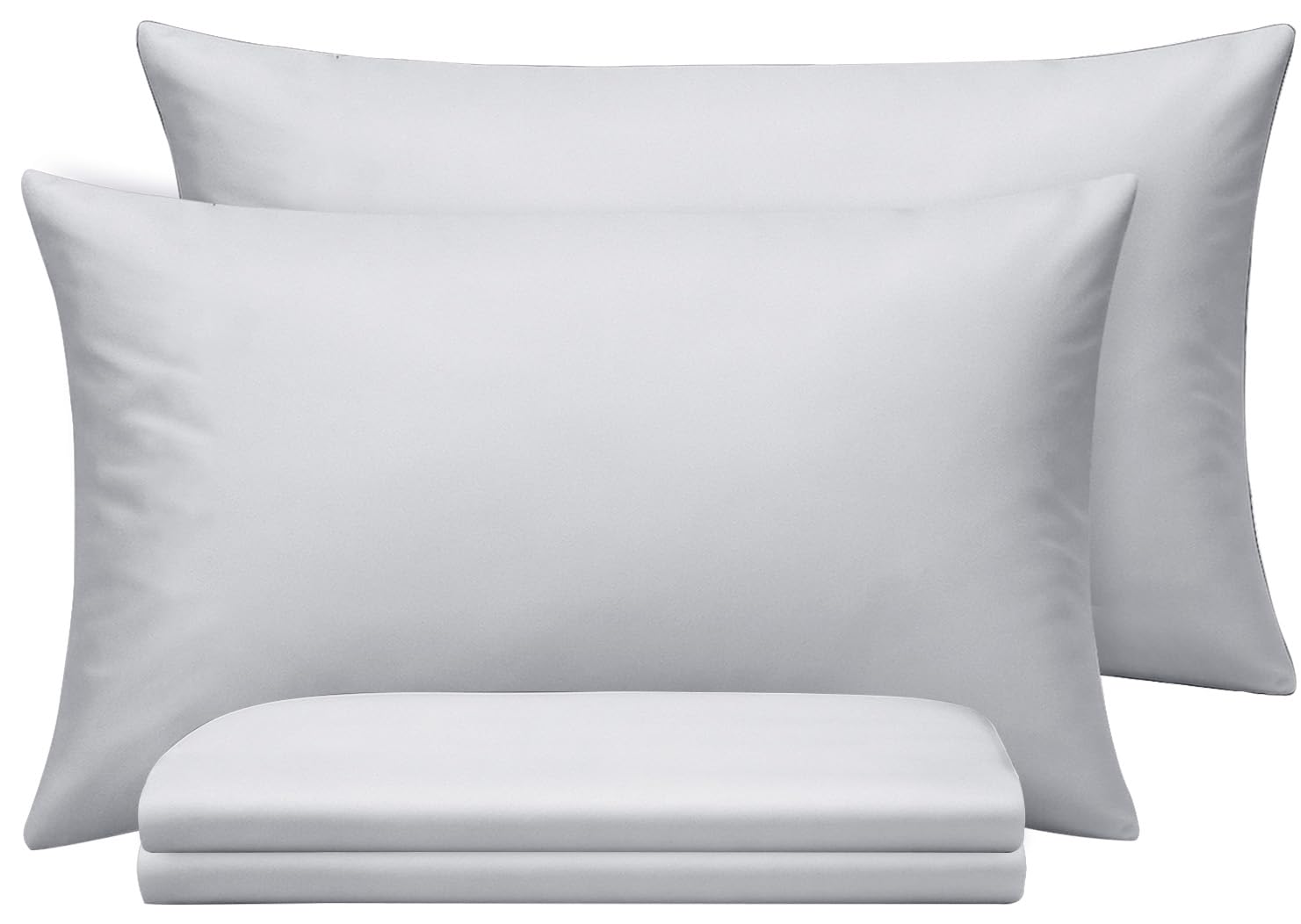 BedLooms Silver Pillow Cases 2 Pack Standard Size Brushed Microfiber Super Soft Pillowcases with Envelope Closure, House Wife Pillow Covers Hypoallergenic