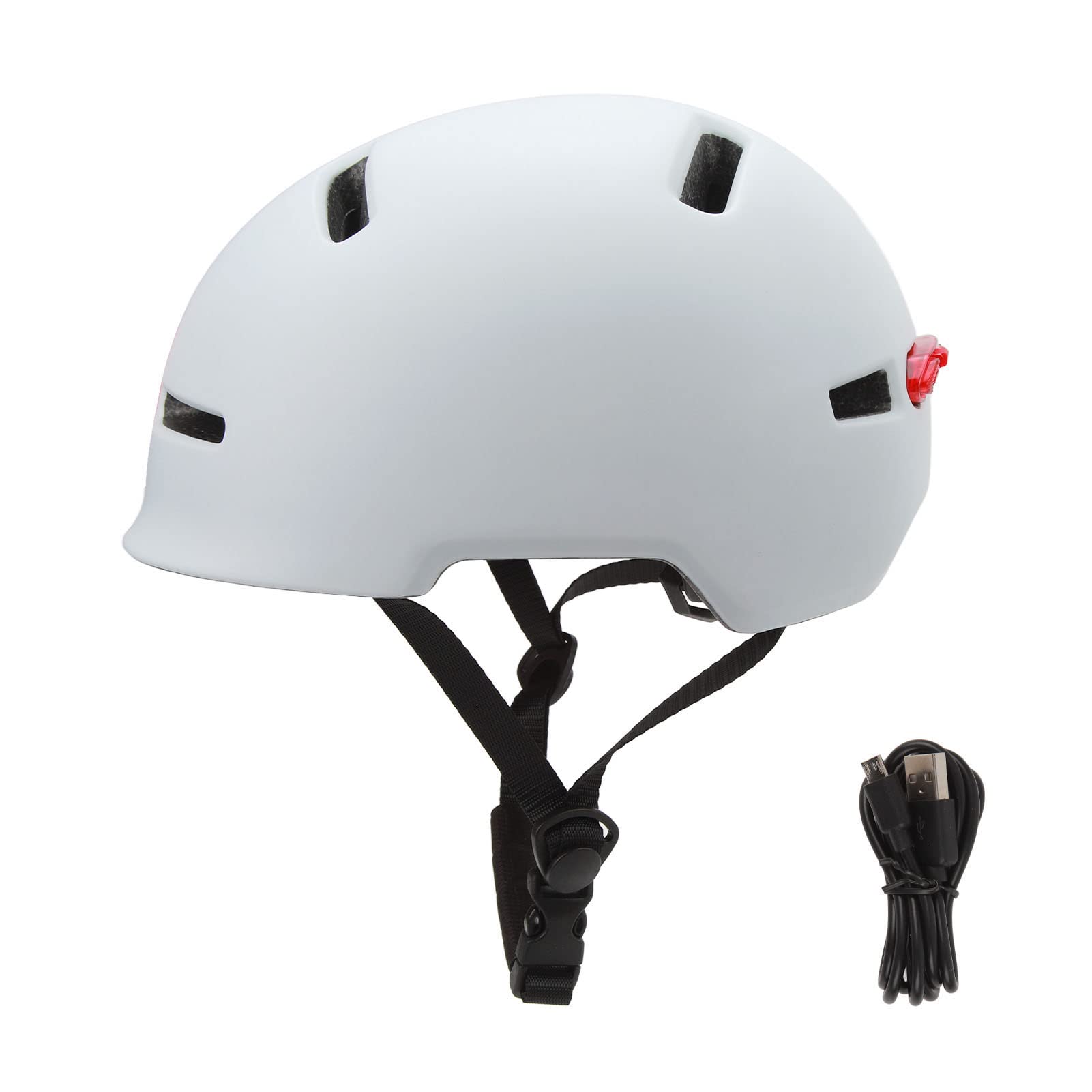 Schimer Casco de bicicleta con luz trasera, recargable USB LED, esfera ajustable, apto para desplazamientos urbanos, ciclismo, ciclismo, adultos, hombres, mujeres
