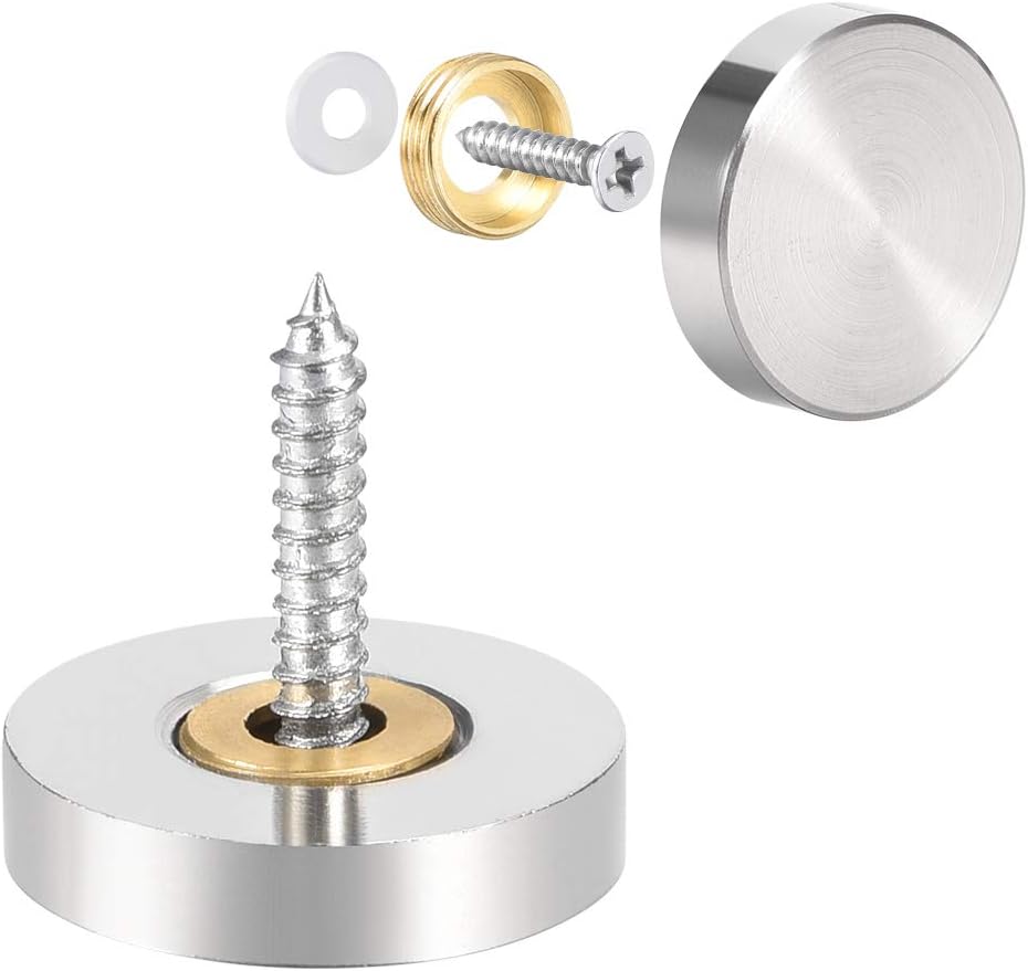 uxcell Mirror Screws Decorative Caps Cover Nails Brushed Stainless Steel 22mm 8pcs