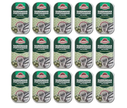 Ramirez Portugiesische Sardinen in Olivenöl 15 x 120g Premium Sardinen aus Portugal Fischkonserven Reich an Omega-3