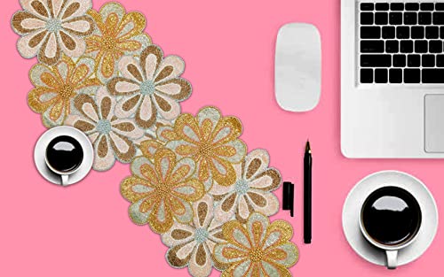 Beaded Table Runner 36 Inches Long Christmas Snowflake Coastal Shell Sunflower Beaded Table Runners Acrylic Flower Design For Halloween Hanukkah Coffee Tropical - 13"X36" Multi #TOP1