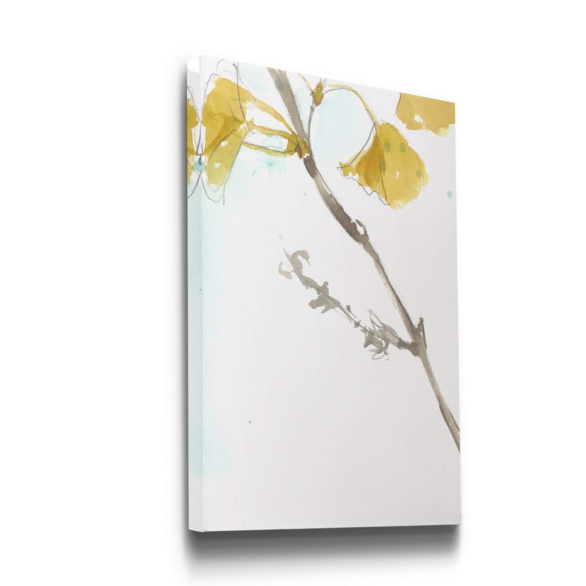 Portrait Style Canvas Wall Art: Animals, Dogs, Birds, Fish, Horses, Elk, Deer, Rustic & Modern Abstract for Home & Office, Ready to Hang - Ginkgo Dusty Teal VI 12X18