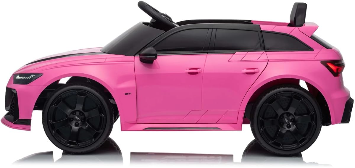 Playhouse Lizenz Audi RS6 GT Avant 4x4, 4 Motoren - 180W, Bluetooth, Fahrersitz aus Leder, 4 Stoßdämpfer, Eva Räder, 12V 9ah, Fernbedienung, Kinderauto Kinderfahrzeug Kinder Elektroauto (Rosa)