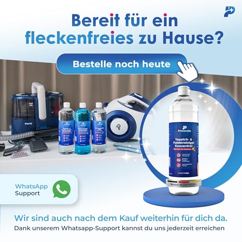 Primavella - Polsterreiniger Konzentrat für Nasssauger - 1 l - Reinigungsmittel für Waschsauger - Flecken- und Geruchsentferner für Sofa, Autositze, Teppich, Matratze