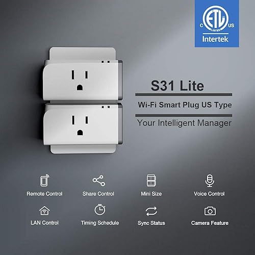 Miniatura 2 de SONOFF Enchufe inteligente S31 Lite WiFi de 15 A, certificado ETL, enchufe de salida inteligente, funciona con Alexa y Google Home, compatible con