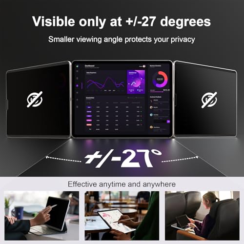 Image of IPROKKO Magnetic Privacy Screen Protector Compatible With iPad Pro 13 Inch M4 M5 (2024 2025, 7th 8th), Removable Anti Blue Light Glare Spy Private Filter Black Security Screen Cover for School Office Cafe
