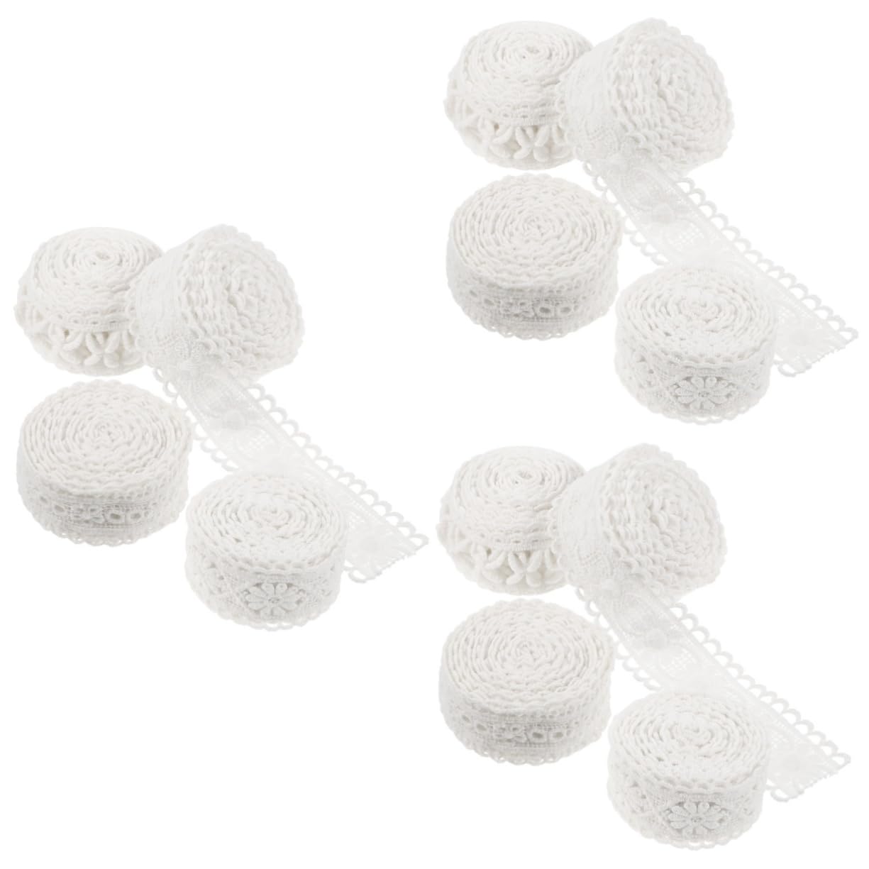 12 Rollos Cordón adornos de encaje de algodón molduras decorativas Decoración de encaje Material de para cortinas y manteles ribete de tela de de ropa