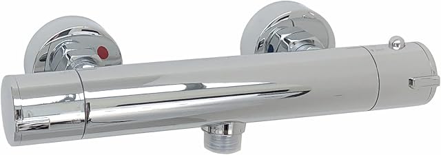 ENKI, Dune,T23, Chrome, Thermostatic Shower Mixer Valve, Solid Brass, Anti-Scald Device, Constant Temperature Control, Contemporary Design, Easy to Install, 10-Year Guarantee by ENKI