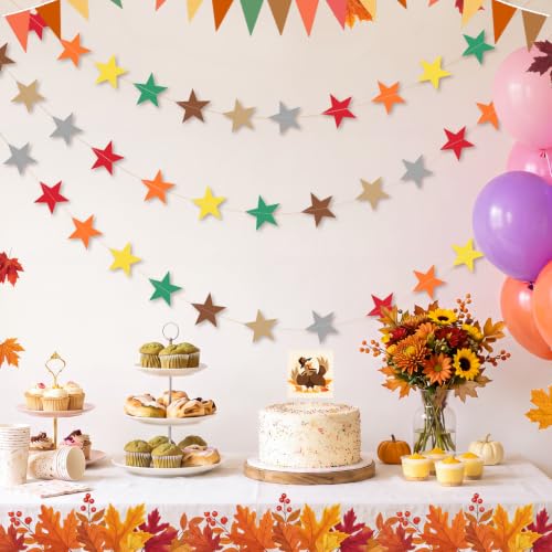 Image of Patelai 130 Feet Glitter Star Garland Banner Decoration Hanging Star Decoration Gold Party Decorations for 2025 Christmas New Year Wedding Birthday Festival Party Decor(Fall Color,10)
