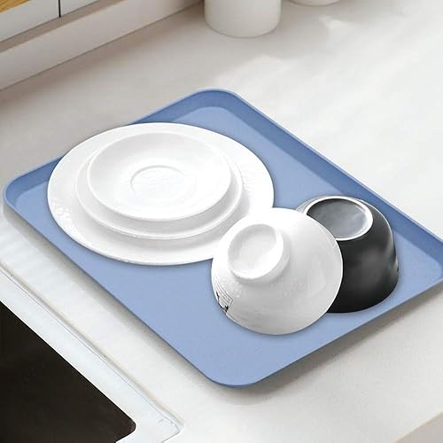 Miniatura 5 de Juego de 4 bandejas grandes de paja de trigo de 4 colores, platos irrompibles y ligeros para restaurante, bandeja apta para microondas y