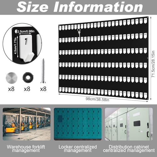 Beeveer Acrylic Key Board with 150 No. Hooks Wall Mount Key Rack Holder Hanger Storage Collection for School, Garage, Car Dealer, Office, Hotel, Real Estate(Black) — view 2