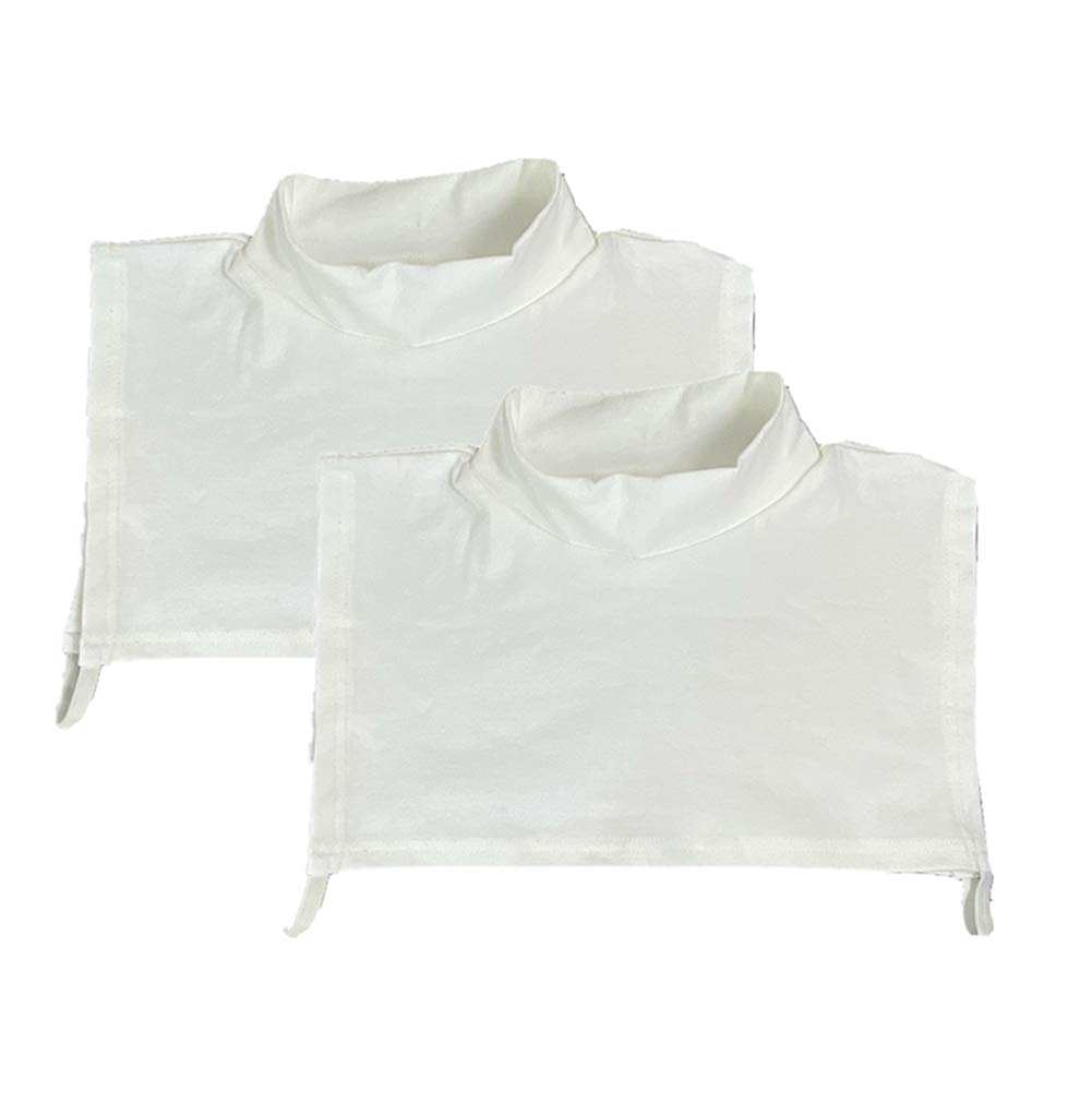 Wdragon Women's White 2Pcs Cotton Neck Dickey False Fake Turtleneck Half Top Collar Shoulder Cover (White+White)
