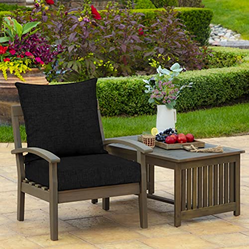 Image of Arden Outdoor Deep Seat Cushion Set (2-Pack), 24 in x 24 in, Weather-Proof, Rain-Proof, Fade Resistant Patio Cushion for Chair, Sofa, and Couch Black Leala