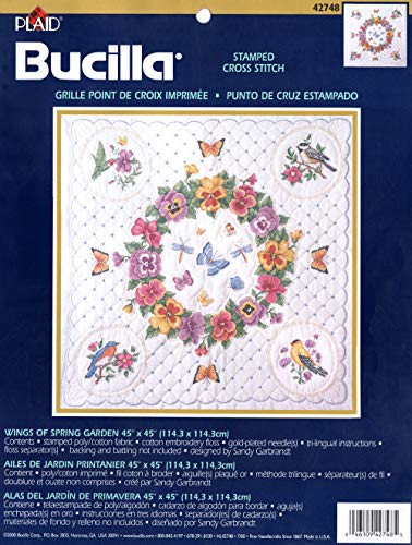 Bucilla 42748 Wings Of Spring - Stamped Cross Stitch Lap Quilt Kit 42748 cover