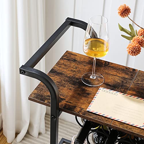 Hoobro Bar Cart For Home, Bar Serving Cart With Wine Rack, 2-Tier Kitchen Cart With Lockable Wheels, Rolling Beverage Cart For Living Room, Party, Bar, Rustic Brown And Black Bf56Tc01 #TOP5