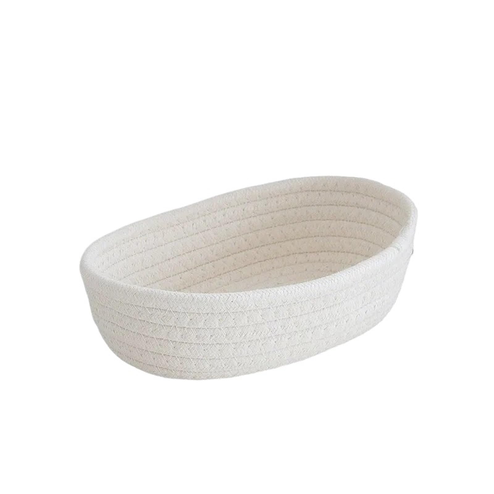 PPQIRU 1Pcs Cotton Rope Woven Storage Baskets Organize Boxs Desktop Sundries Basket For Storage(White,23X13X7cm)