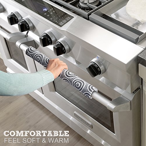 Sheskind Refrigerator Door Handle Cover Kitchen Appliance Decor Handles Antiskid Protector Gloves for Fridge Oven Keep Off Fingerprints,Liquid,Oil Stain,Food Spot,2 Pieces (16"*4", Circle)