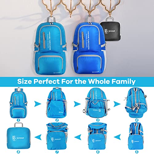 Image of ZOMAKE Lightweight Packable Backpack, 35L Foldable Daypack (Light Blue)