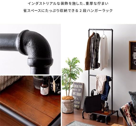 ハンガーラック おしゃれ スリム 省スペース アイアン 2段 インダストリアル ヴィンテージ ポールハンガー [並行輸入品]