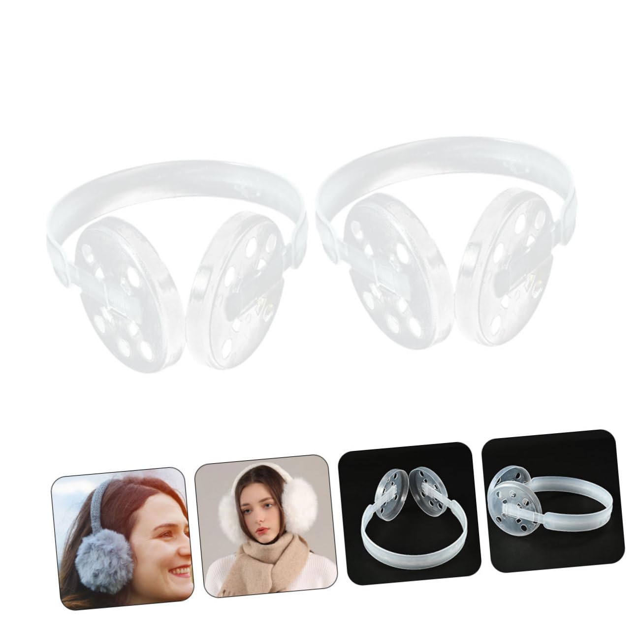 Yardenfun 2 Pcs Earmuff Plastic Holder Ear Muffs Ear Cuff Making Earmuff Frame Rack Making Earmuff Frame Holder Earmuff Frame Holder for Diy Plastic Shelf Telescopic White