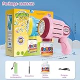 Bombble bubble gun,Automatic bubble machine, Built in rechargeable battery and 90ML l bubble solution 10000+bubbles/min bubble toy, outdoor gift for children/birthday/party (Pink) - Image 7