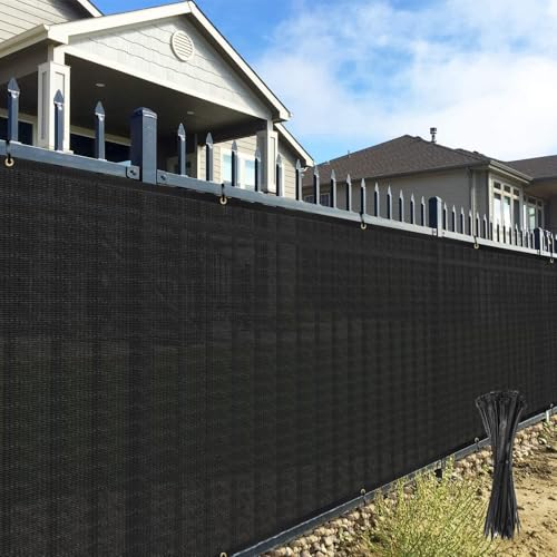 AwnPro 8'x25' Privacy Fence Screen 90% Blockage Windscreen Fencing Panels Heavy Duty Commercial Mesh Shade Cover with Brass Grommets for Outdoor Wall Backyard Garden Deck Patio Balcony, Black