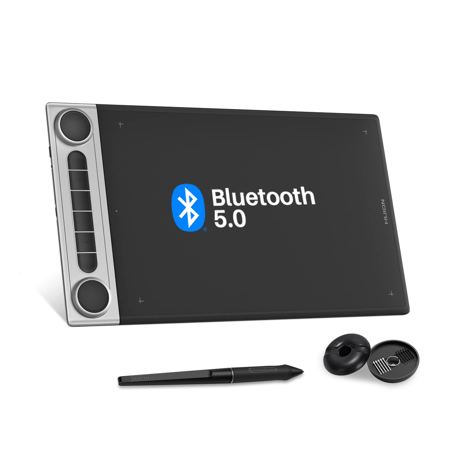 HUION Inspiroy Dial 2 Grafiktablett Bluetooth mit Dual Dial Controllern und 6 Programmierbaren Tasten Stifttablett, 10 x 6 Zoll Kabelloses Zeichentablett, Geeignet für MacOS, Windows, ChromeOS, Linux
