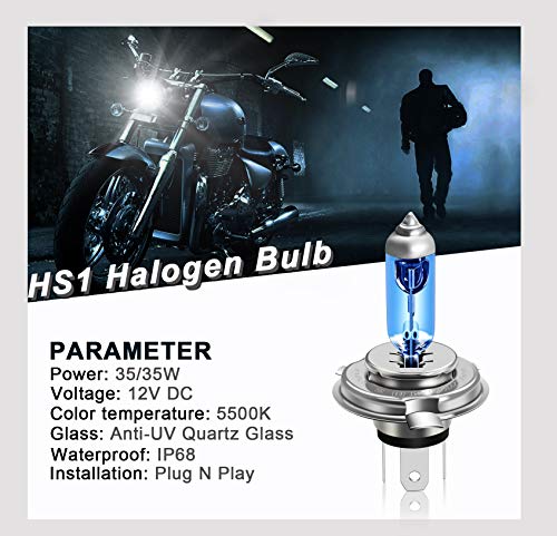 WinPower HS1 35 / 35W 12V Motorrad Halogenscheinwerfer 5000K Warmweiß Superhelle Fernlicht Abblendlicht Doppelscheinwerfer Lampe Glühbirnen, 2 Stück