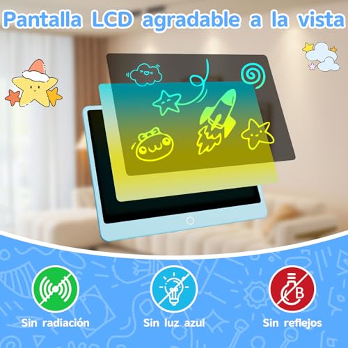 12 Pulgadas Edición Mejorada Tableta de Escritura LCD, Electight Tablero de Dibujo Electrónico Color para Niños con Borrable y Bloqueo, Reutilizable para Hogar, Escuela, Oficina (Azul) - imagen 4