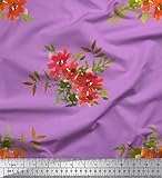 Soimoi Violet Soie en Tissu Feuilles et Fleurs Sauvages Floral Tissus imprimes par Metre 42 Pouce Large