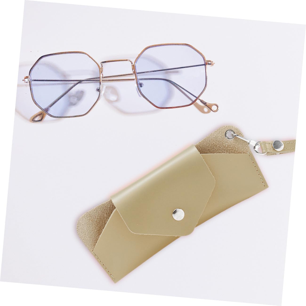 Portable Hanging Glasses Pouch for Women, Milk Tea Khaki Eyeglass Case with Neck Strap, Lightweight Outdoor Eyewear Accessory, Convenient Storage Bag for Sunglasses and Eyeglasses image 4