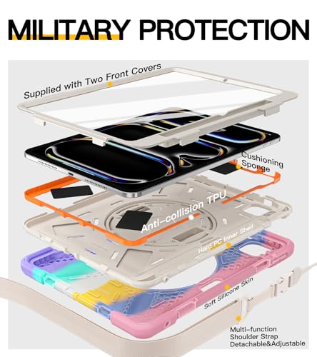 Étui iPad Pro 11 M4 5e génération armure antichoc durable avec sangle de transport