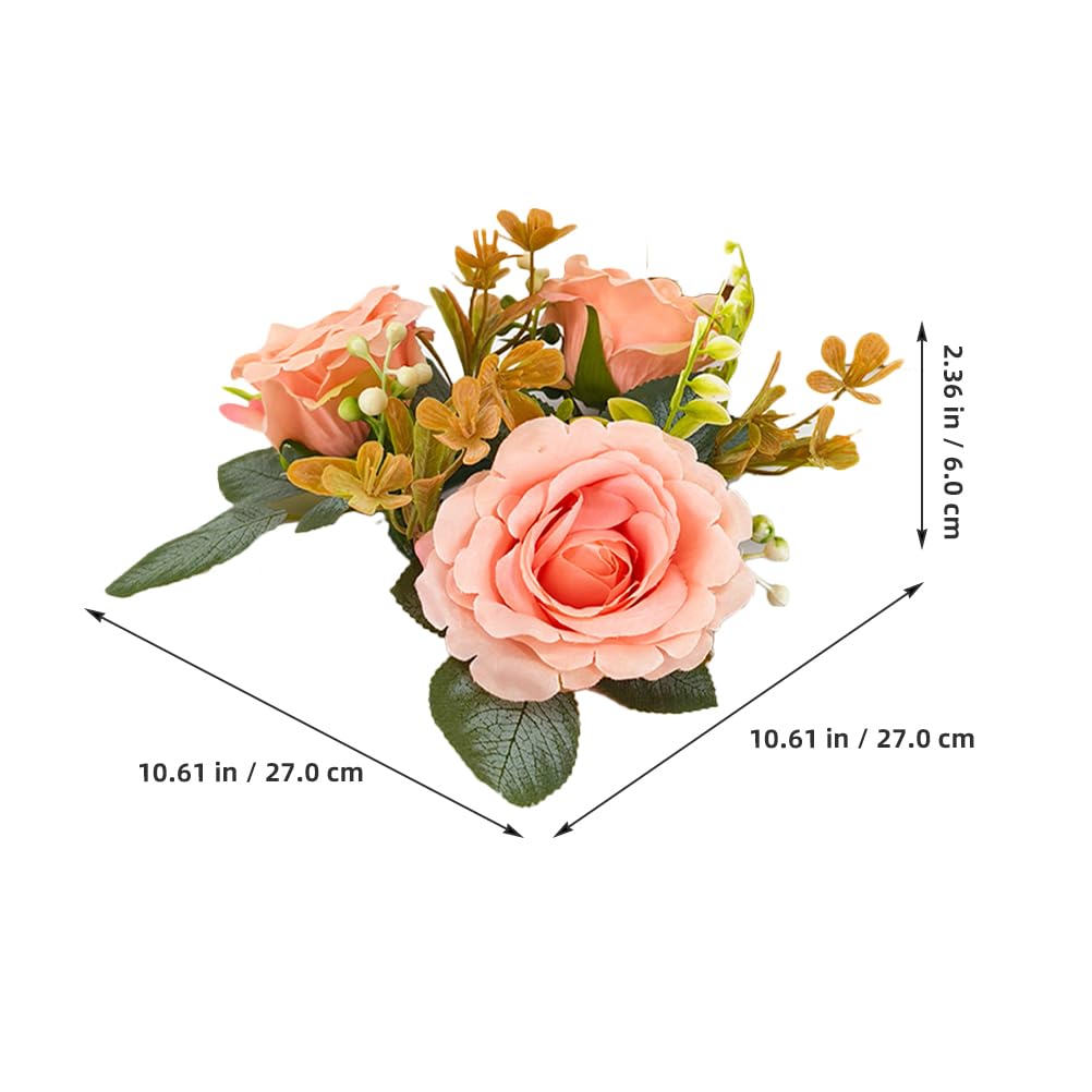 LOGOFUN Artificial Rose Candle Rings Wreaths Faux Silk Floral Candle Holder Rings Small Rose Flower Candle Ring Wreath for Wedding Birthday Party Decoration - Champagne