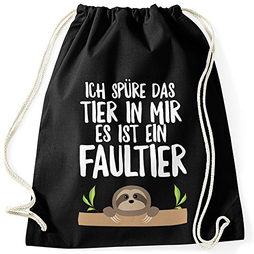 MoonWorks Turnbeutel mit Faultier Ich spüre das Tier in mir, es ist ein Faultier Schwarz unisize MoonWorks Turnbeutel mit Faultier Ich spüre das Tier in mir, es ist ein Faultier Schwarz unisize