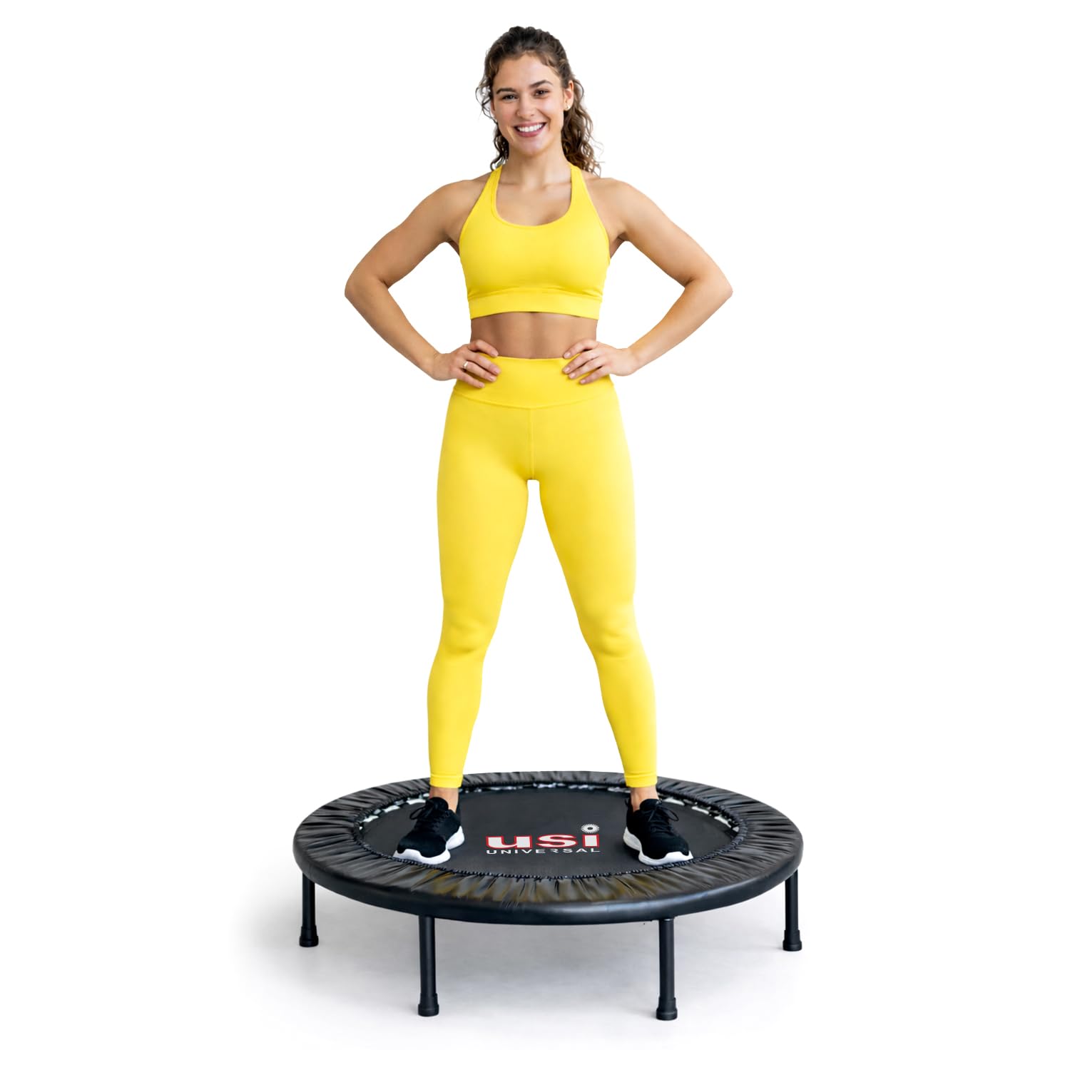 USI UNIVERSAL Foldable Trampoline for Adults, Compact Fitness Rebounder with Adjustable Foam Handle, Exercise Trampoline, Indoor/Garden Whole-Body Workout (Size: 91cm (36"))-image-4