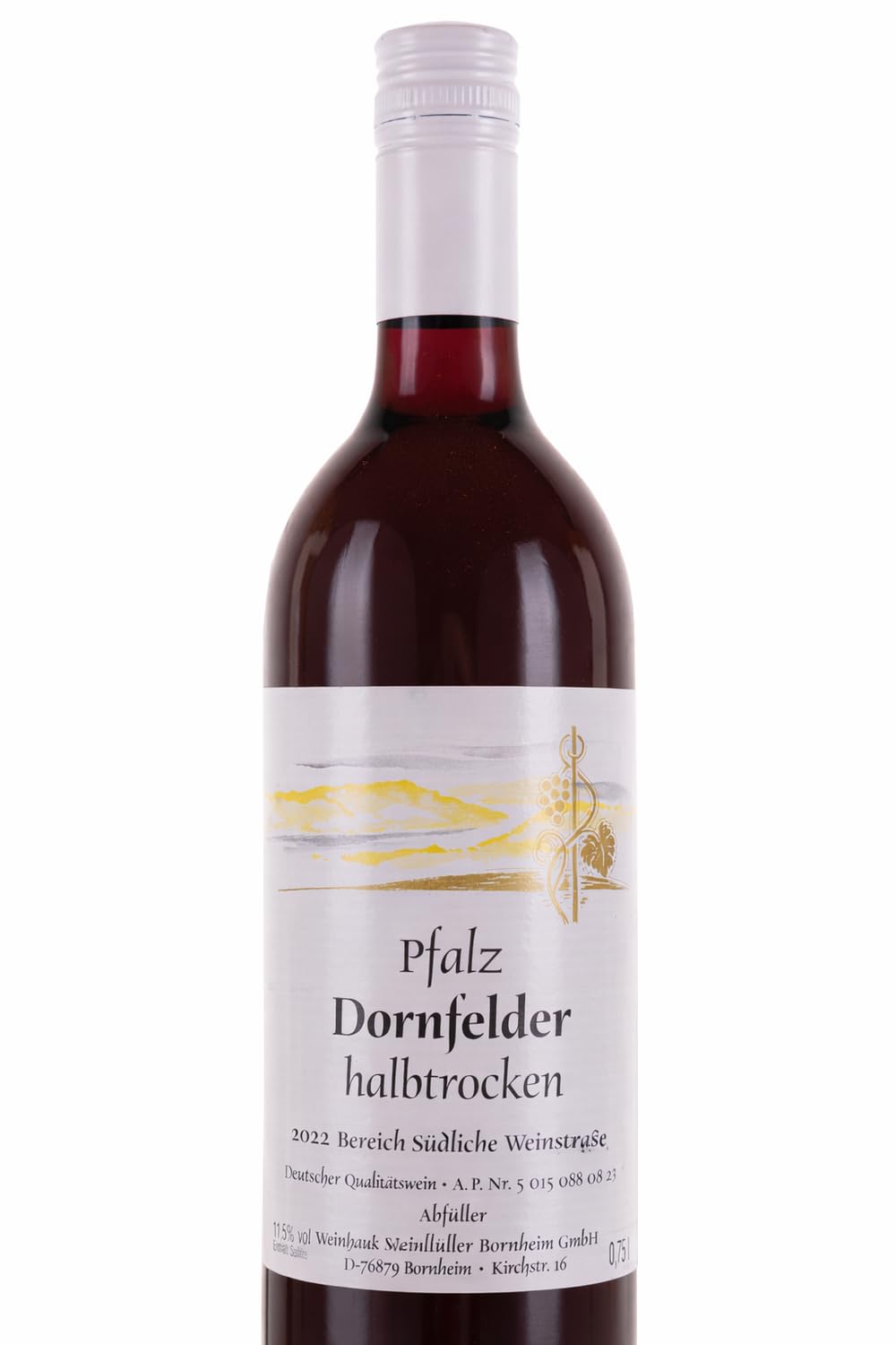 Weinhaus Müller Bornheim Dornfelder Halbtrocken Pfalz – Deutscher Qualitäts-Rotwein, 12x0,75L Flaschen, Fruchtig, Mild, Rotweinpaket