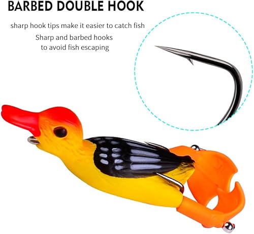 Miniatura 2 de Señuelo de rana, señuelo de ratón, kit de señuelo de pesca de trucha, agua dulce y salada, rana realista, cebo suave para lubina