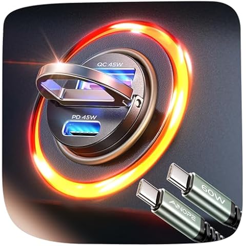 AINOPE 90W Fast Car Charger, [All Metal] USB C Car Charger Fast Charging, Dual Port Car Charger Mini Super Fast Car Charger Type C for Samsung S24 S23 Ultra iPhone 16 15 pro max Piexl 7 iPad, Black Cover