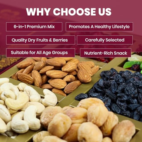 Image of Browntree Signature 6P-210g | Almonds, Cashews, Black Raisins, Dry Apricots, Cranberries, Mixed Fruits | Fresh & Healthy Dry Fruits and Nuts | Perfect Gifts, Festivals & Corporate Hampers | Unique Gifts for all Celebration