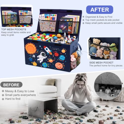 Image of Toy Box with Adjustable Divider Large Toy Chest Storage for Nursery Kidroom