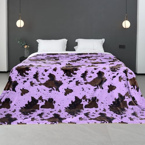 Image of Purple Fleece King Size Lightweight Fuzzy Soft Bed Blanket 90x108inch Lavender Women Decorative Blanket for All Seasons