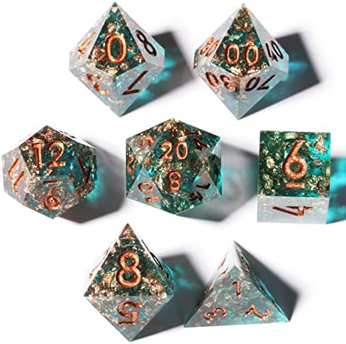 Mini Planet DND Dice Set with Sharp Edges and Galaxy Inclusions for Tabletop Role Playing Game Dungeons and Dragons Polyhedral Dice Set Handcrafted DND Dice for Collection Forgotten Oasis